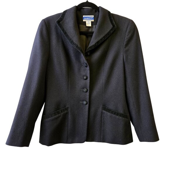 Pendleton Women's 6 Old Money Quiet Luxury Virgin Wool Womens Blazer Jacket Blac - Picture 1 of 12